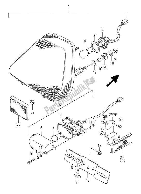 Tutte le parti per il Luce Di Combinazione Posteriore del Suzuki GSX 750F 1995