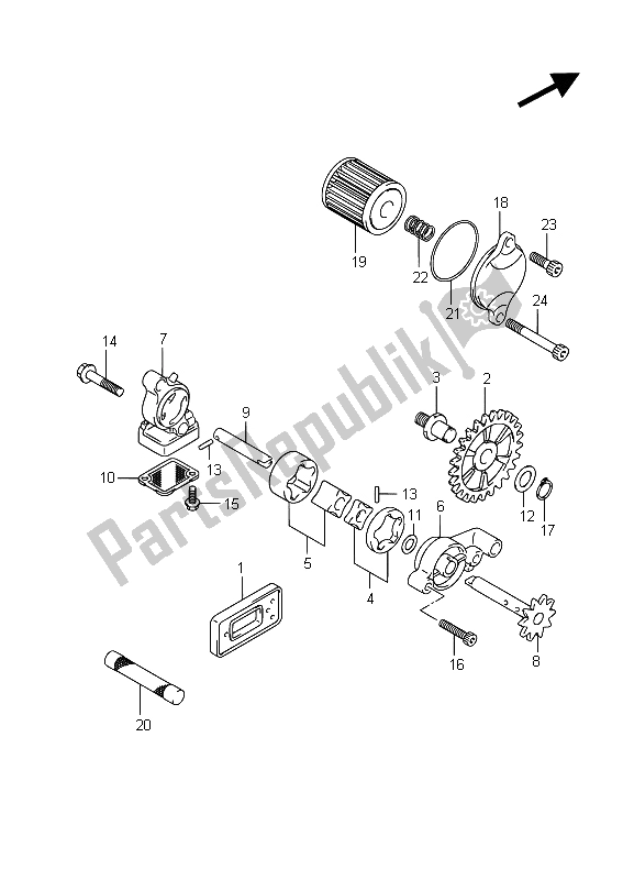 All parts for the Oil Pump of the Suzuki RM Z 250 2015