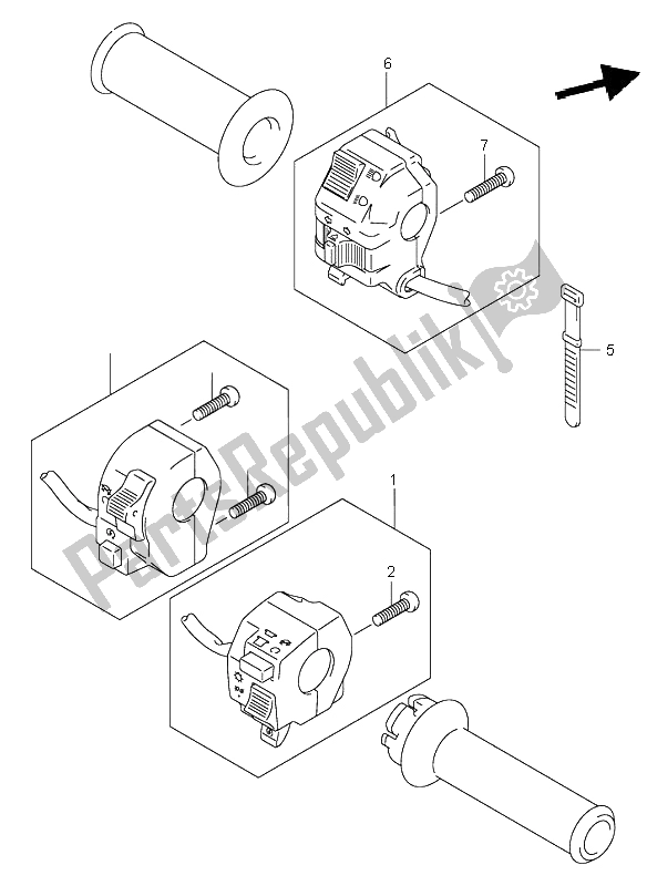 All parts for the Handle Switch of the Suzuki DR Z 400S 2001