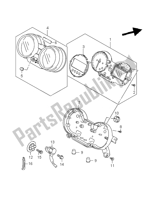 Alle onderdelen voor de Snelheidsmeter (gsf650sa-sua) van de Suzuki GSF 650 Nsnasa Bandit 2007