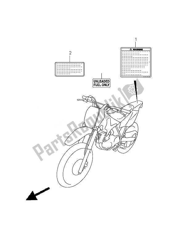 All parts for the Label of the Suzuki DR Z 125 SW LW 2010