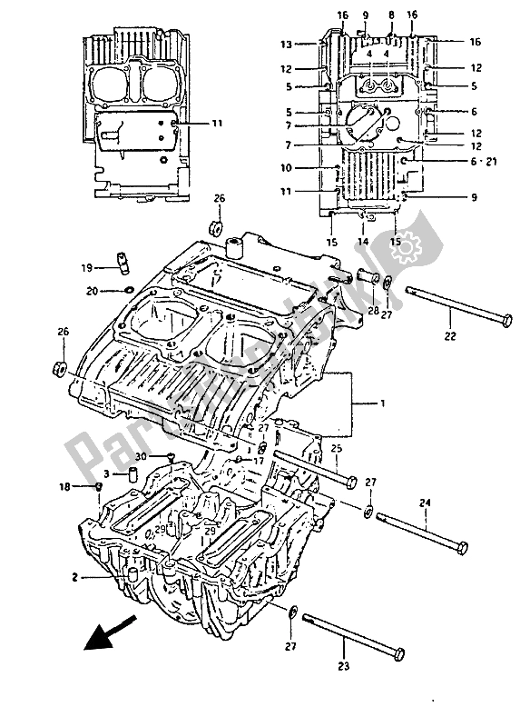 Todas as partes de Bloco Do Motor do Suzuki GS 450 Eseusu 1988