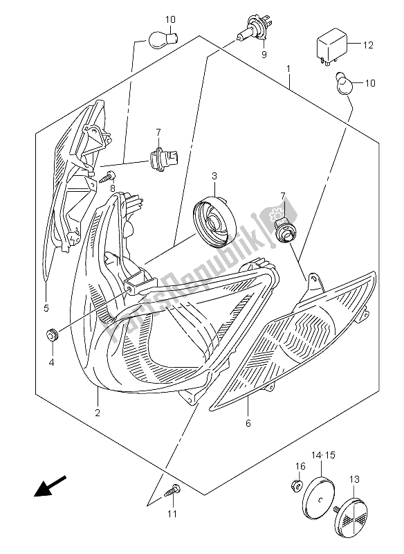 Todas las partes para Lámpara De Combinación Delantera (e24) de Suzuki AN 250 Burgman 2005
