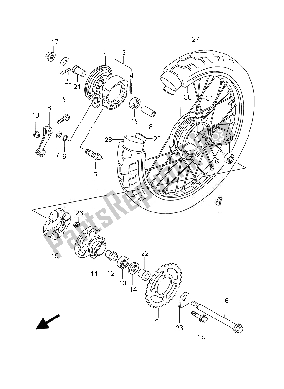 All parts for the Rear Wheel of the Suzuki GZ 125 Marauder 2007