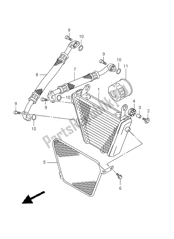 All parts for the Oil Cooler of the Suzuki GSX R 1000Z 2010