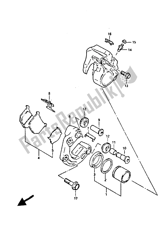All parts for the Front Calipers (e34-e75) of the Suzuki GS 450 Eseusu 1988