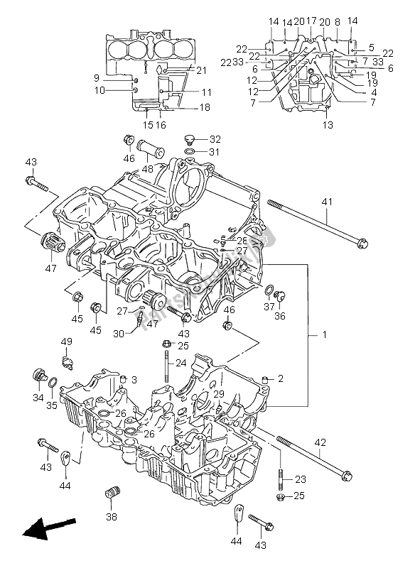 Todas las partes para Caja Del Cigüeñal de Suzuki GSF 600 NS Bandit 1999