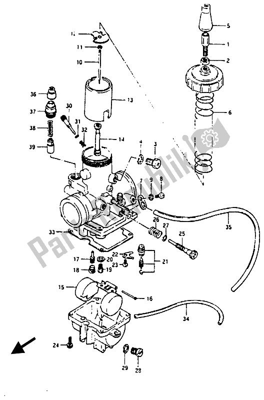 Alle onderdelen voor de Carburator van de Suzuki RG 125 CUC Gamma 1986