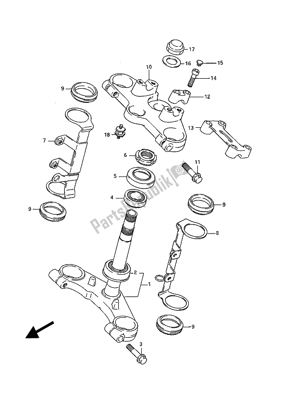 All parts for the Steering Stem of the Suzuki GSF 400 Bandit 1992