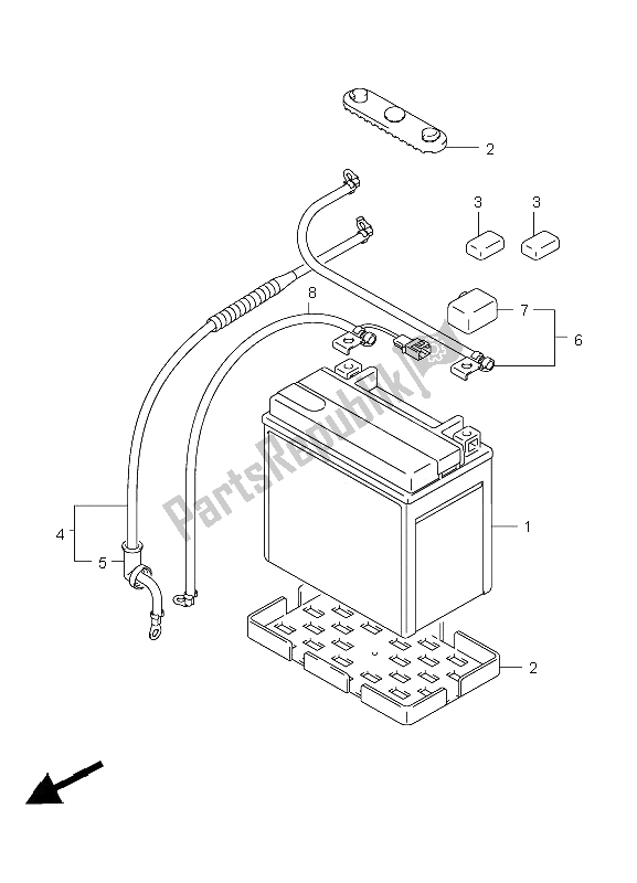 All parts for the Battery of the Suzuki LT A 450 XZ Kingquad 4X4 2009