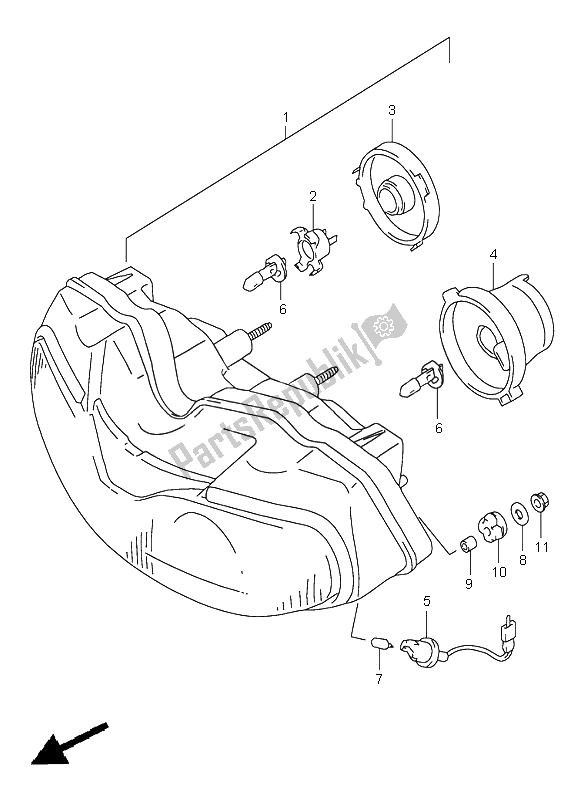 Tutte le parti per il Proiettore (e4-e18-e22-e25-e34) del Suzuki TL 1000S 2001