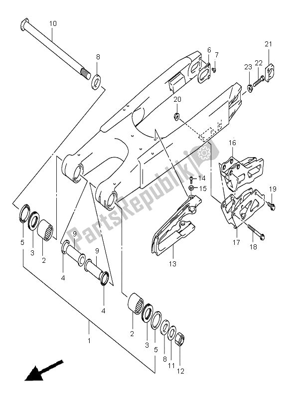 Todas as partes de Braço Oscilante Traseiro do Suzuki RM 125 2005
