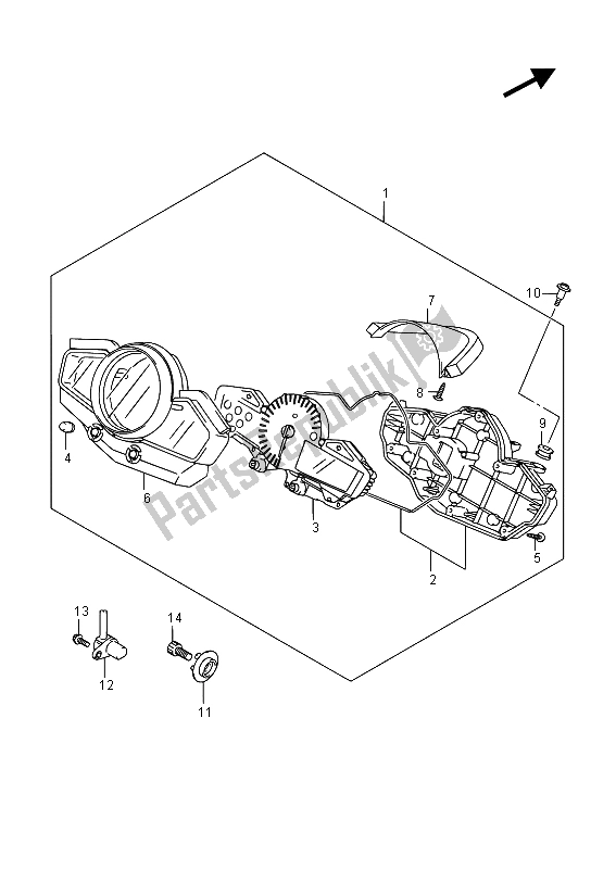All parts for the Speedometer of the Suzuki GW 250 Inazuma 2015