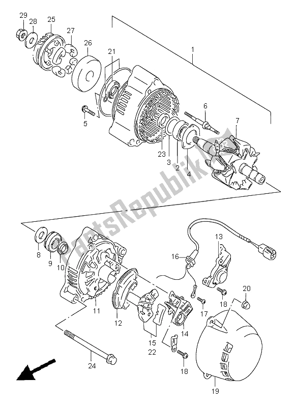 Alle onderdelen voor de Dynamo van de Suzuki GSX 750F 1997