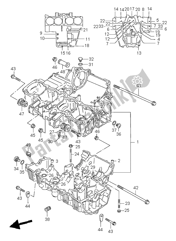 All parts for the Crankcase of the Suzuki GSF 600N Bandit 1996