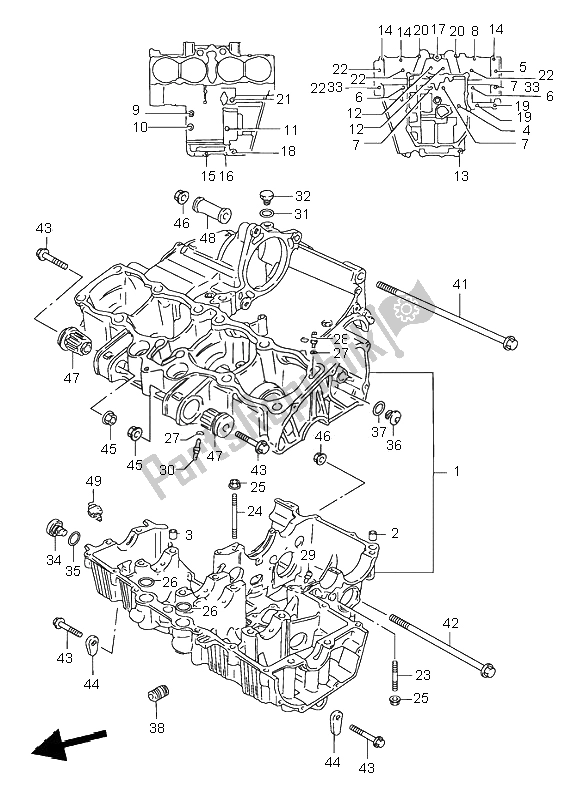 All parts for the Crankcase of the Suzuki GSF 600N Bandit 1996