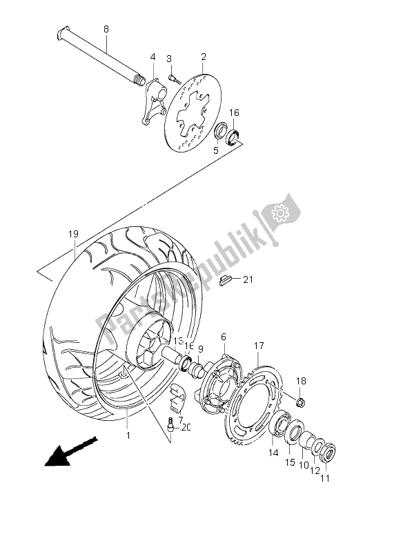 Todas as partes de Roda Traseira do Suzuki GSX 1400 2003