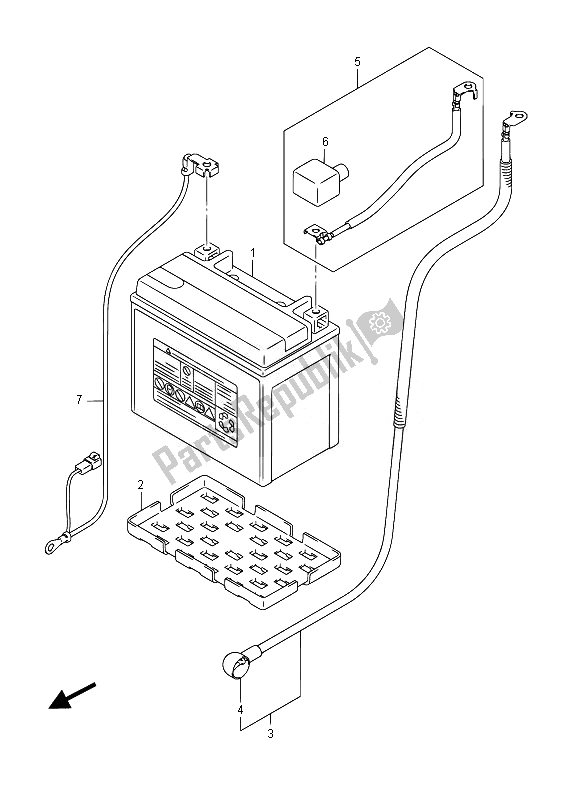 All parts for the Battery of the Suzuki GSX R 750 2014