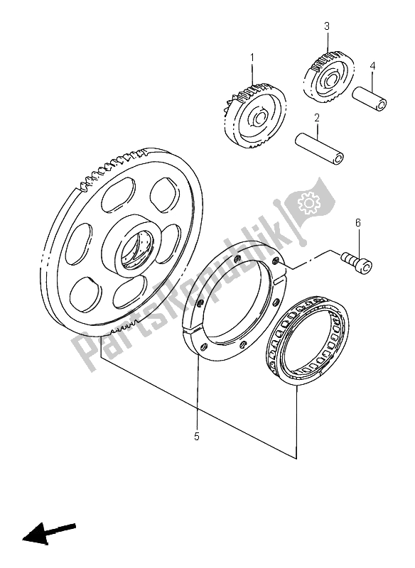 All parts for the Starter Clutch of the Suzuki VS 600 Intruder 1996