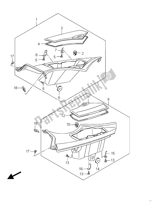 All parts for the Upper Panel (gsf650sua) of the Suzuki GSF 650 Sasa Bandit 2011