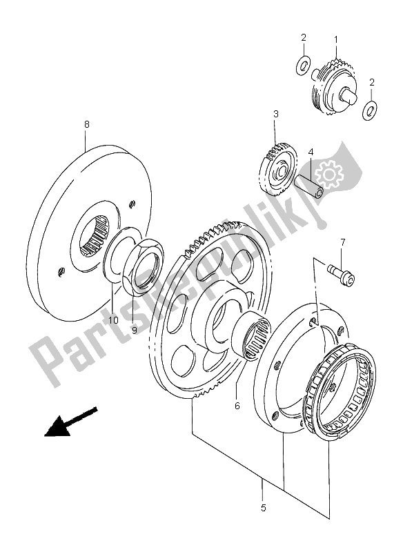 All parts for the Starter Clutch of the Suzuki LS 650 Savage 1999