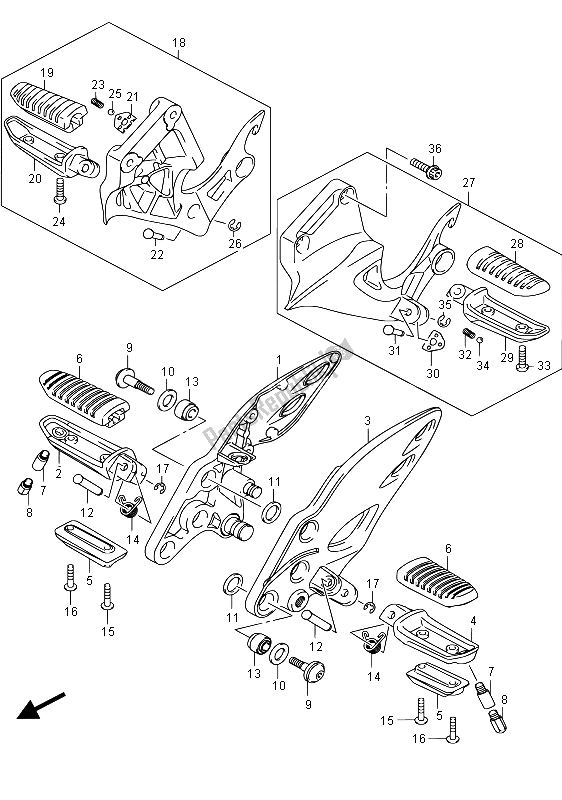 Toutes les pièces pour le Repose Pieds du Suzuki GSX 1300 RA Hayabusa 2015