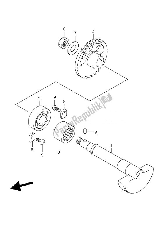 All parts for the Crank Balancer of the Suzuki LT R 450 Quadracer 2007