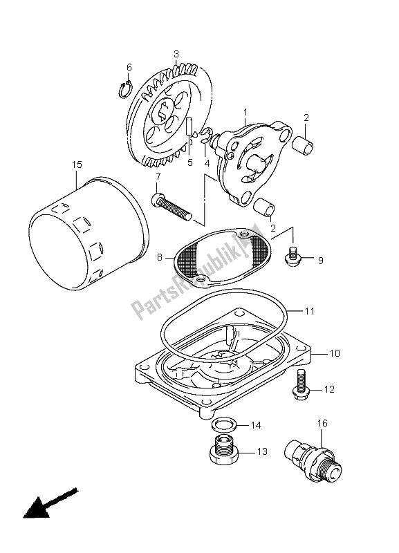 All parts for the Oil Pump of the Suzuki LT A 400 FZ Kingquad ASI 4X4 2011