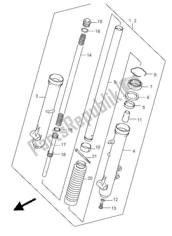 All parts for the Front Damper (lw) of the Suzuki DR Z 125 SW LW 2004