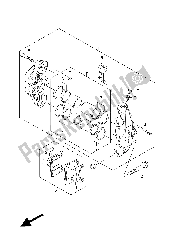 All parts for the Front Caliper of the Suzuki GSX R 1000 2006