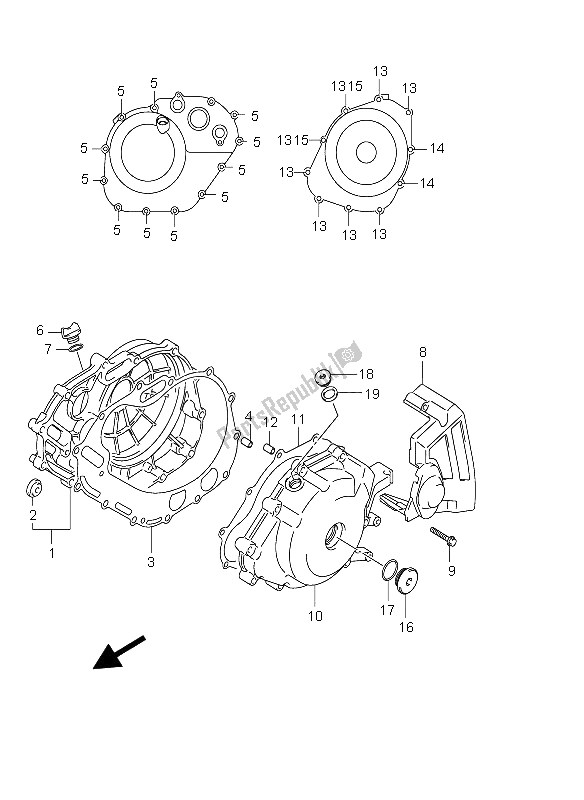 All parts for the Crankcase Cover of the Suzuki DL 650 V Strom 2005