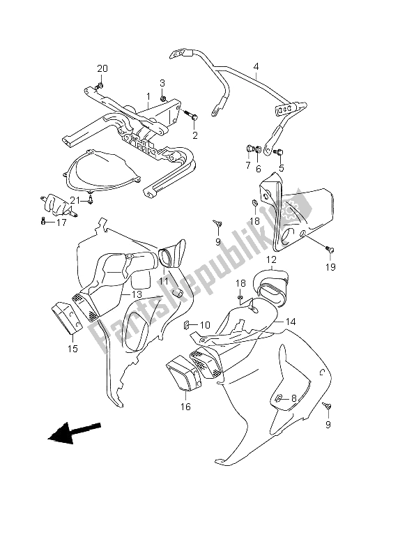 Tutte le parti per il Parti Di Installazione Del Corpo Del Cofano del Suzuki TL 1000R 2001