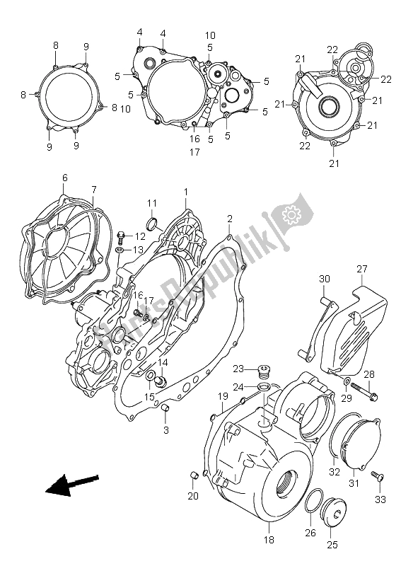 All parts for the Crankcase Cover of the Suzuki DR Z 400S 2000