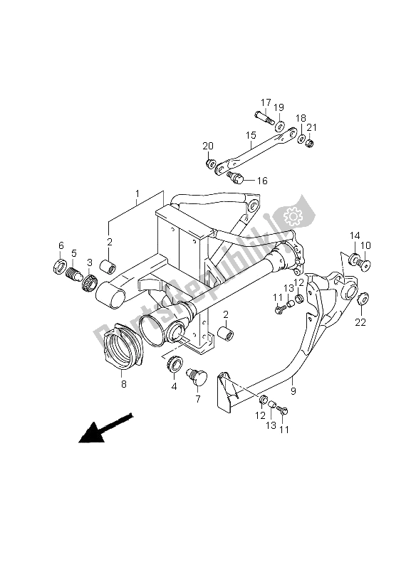 All parts for the Rear Swinging Arm of the Suzuki VZ 800Z Intruder 2009