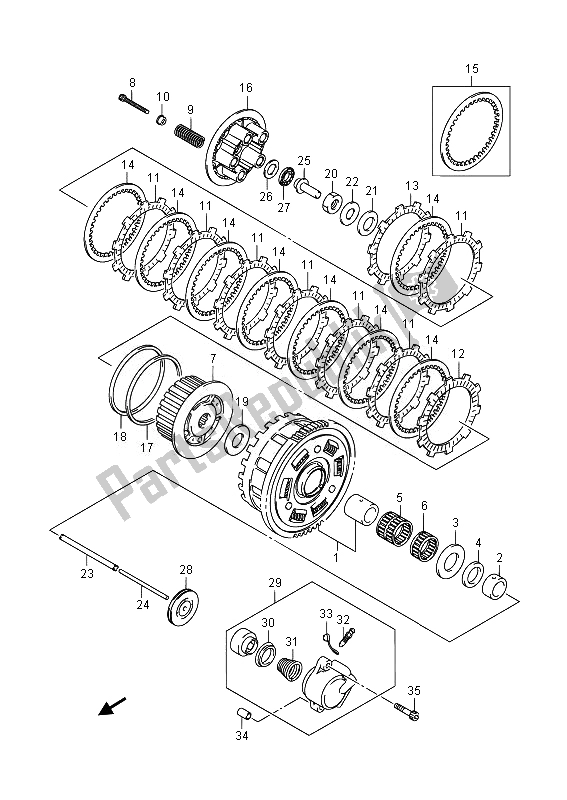 All parts for the Clutch of the Suzuki GSF 1250 SA Bandit 2014