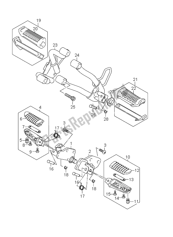 All parts for the Footrest of the Suzuki DL 650A V Strom 2011