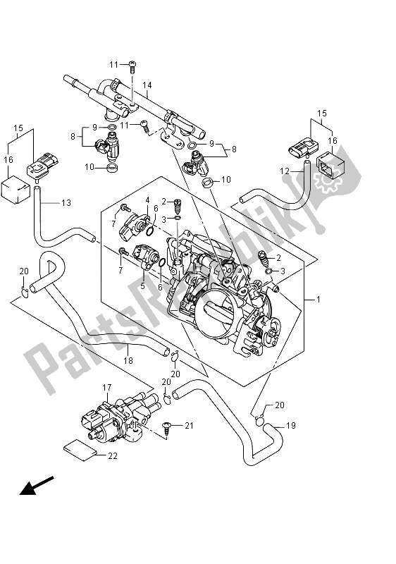 Tutte le parti per il Corpo Farfallato (vzr1800bz E02) del Suzuki VZR 1800 BZ M Intruder 2015