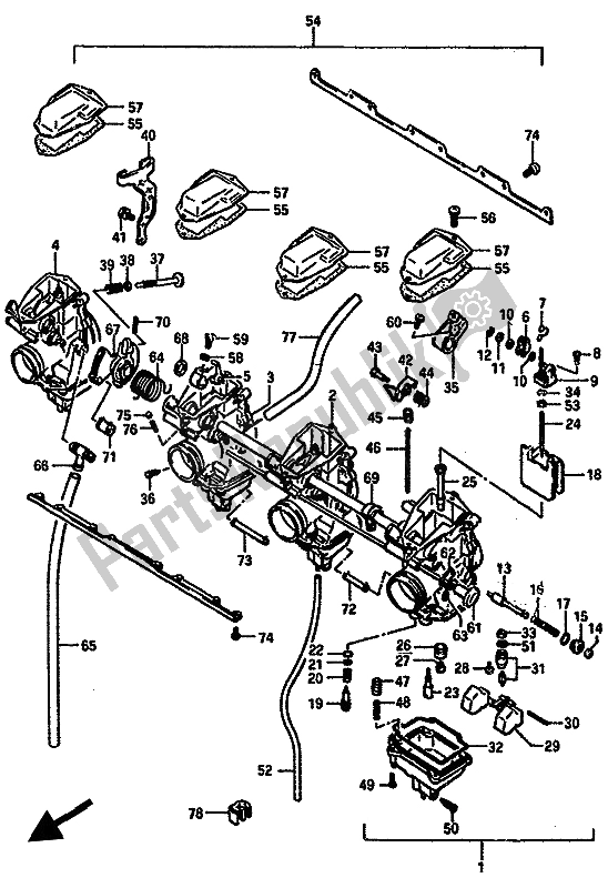 All parts for the Carburetor of the Suzuki GSX R 750X 1987