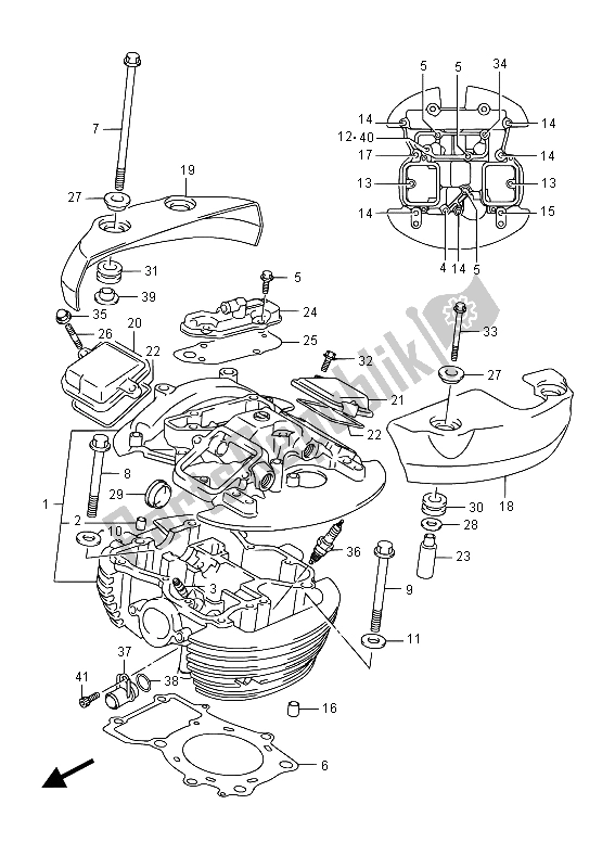 All parts for the Cylinder Head (rear) (e02) of the Suzuki VL 800 Intruder 2015