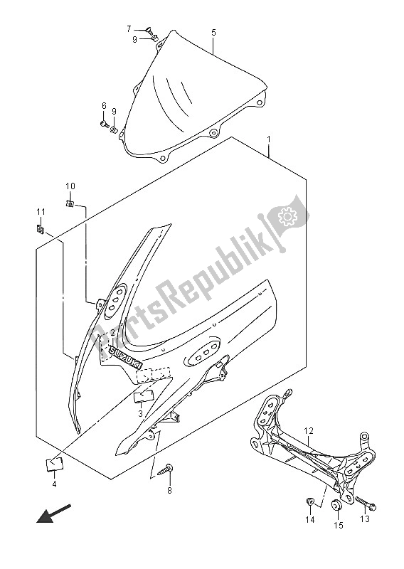 All parts for the Cowling Body of the Suzuki GSX R 600 2016