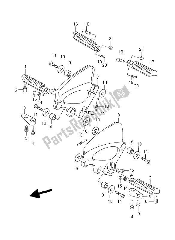 Tutte le parti per il Poggiapiedi 1 del Suzuki GSX 750F 2000