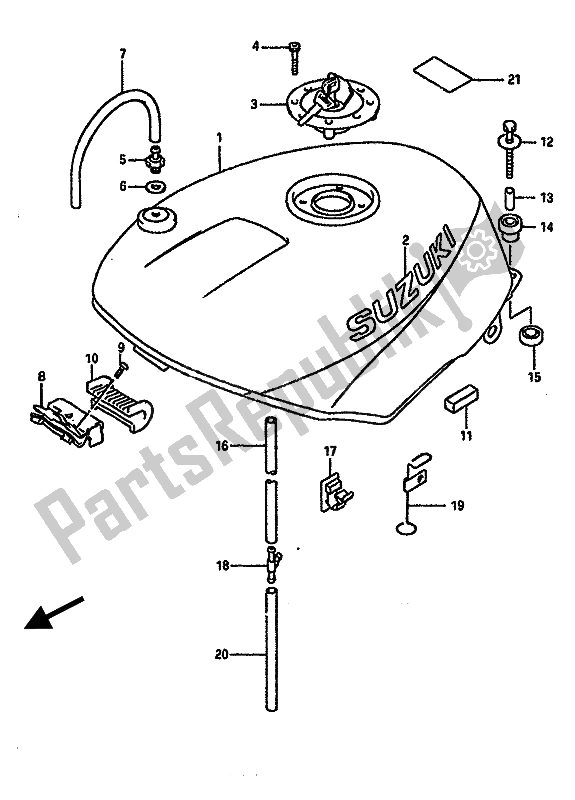 All parts for the Fuel Tank of the Suzuki RGV 250 1989