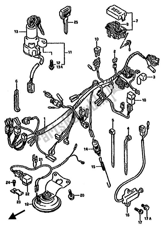 All parts for the Wiring Harness of the Suzuki GSX 750F 1993