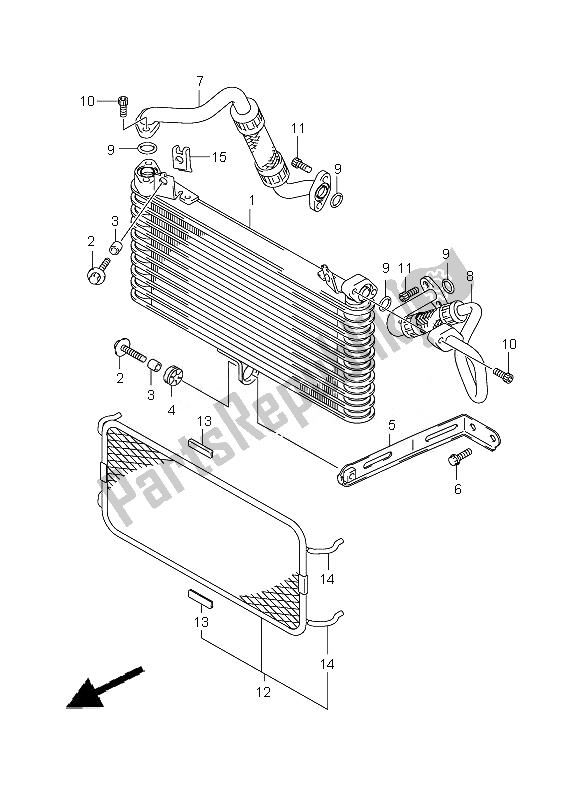 All parts for the Oil Cooler of the Suzuki GSX 1300R Hayabusa 2010