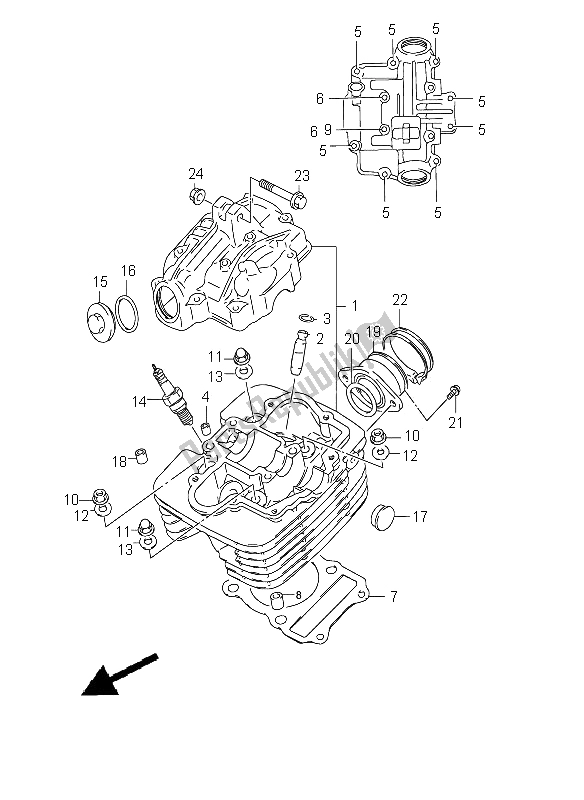 Todas as partes de Cabeça De Cilindro do Suzuki DR 125 SE 2002