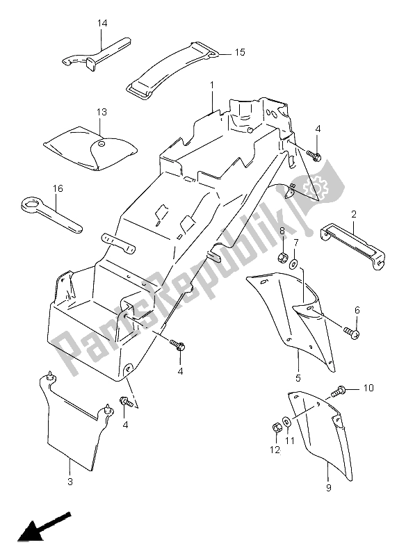 All parts for the Rear Fender (gsf1200-s) of the Suzuki GSF 1200 Nssa Bandit 1997