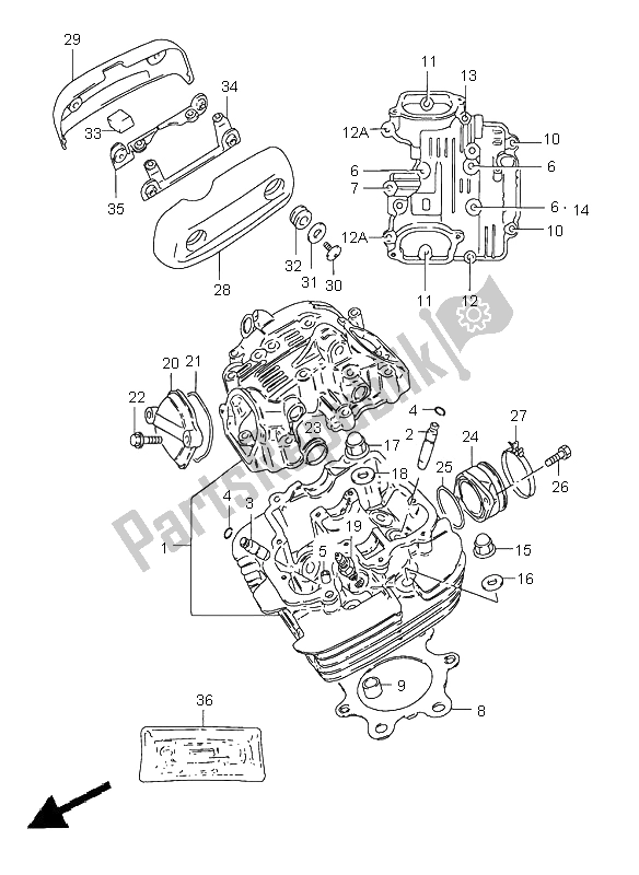 All parts for the Cylinder Head of the Suzuki GZ 250 Marauder 2002