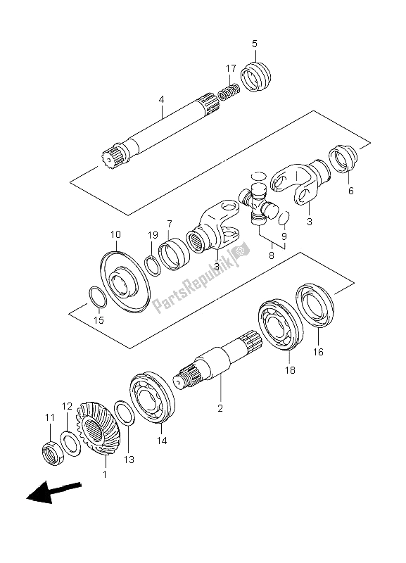 All parts for the Secondary Drive of the Suzuki LT F 250 Ozark 2005