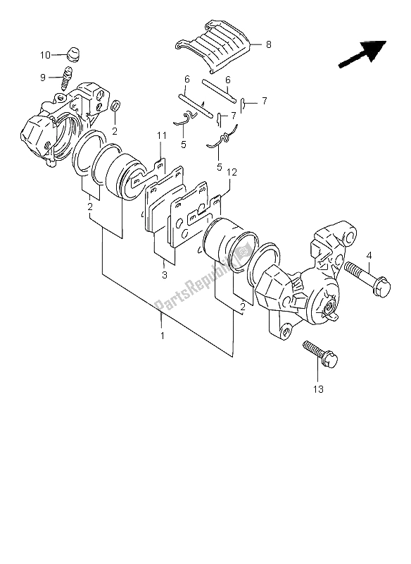 Toutes les pièces pour le étrier Arrière (gsf1200sa) du Suzuki GSF 1200 Nssa Bandit 1997