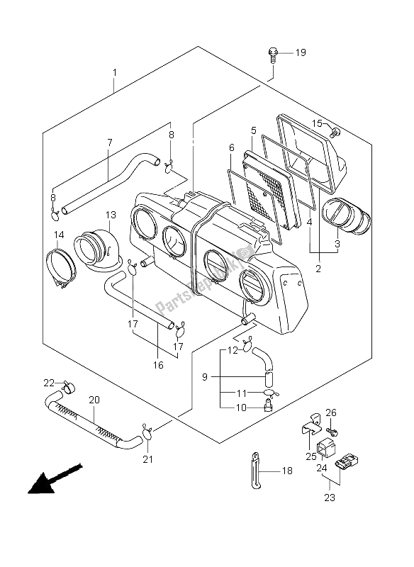 All parts for the Air Cleaner of the Suzuki GSX 650 FA 2009